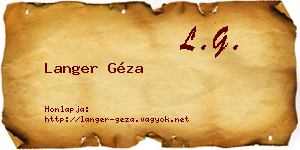 Langer Géza névjegykártya